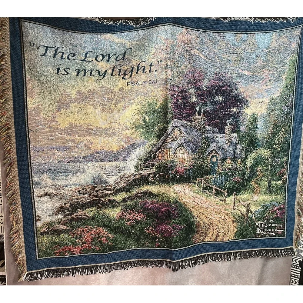 Thomas Kinkade The Lord Is My Light Afghan‎ Throw Blanket Psalm 27:1 56x47